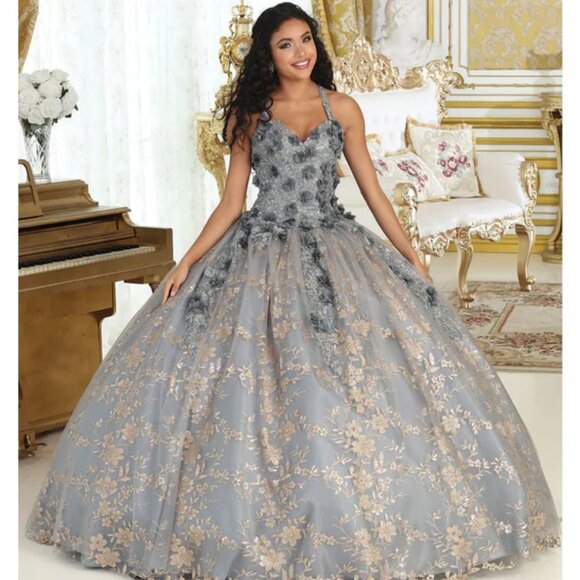 COPY - Formal Ball Gown.Prom Quinceanera Sweet 16 formal dress,gold,silver,pink - Picture 4 of 7